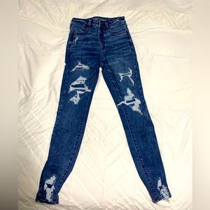 AE Next Level Stretch Patched Destroyed High Waisted Jegging - Size 4
